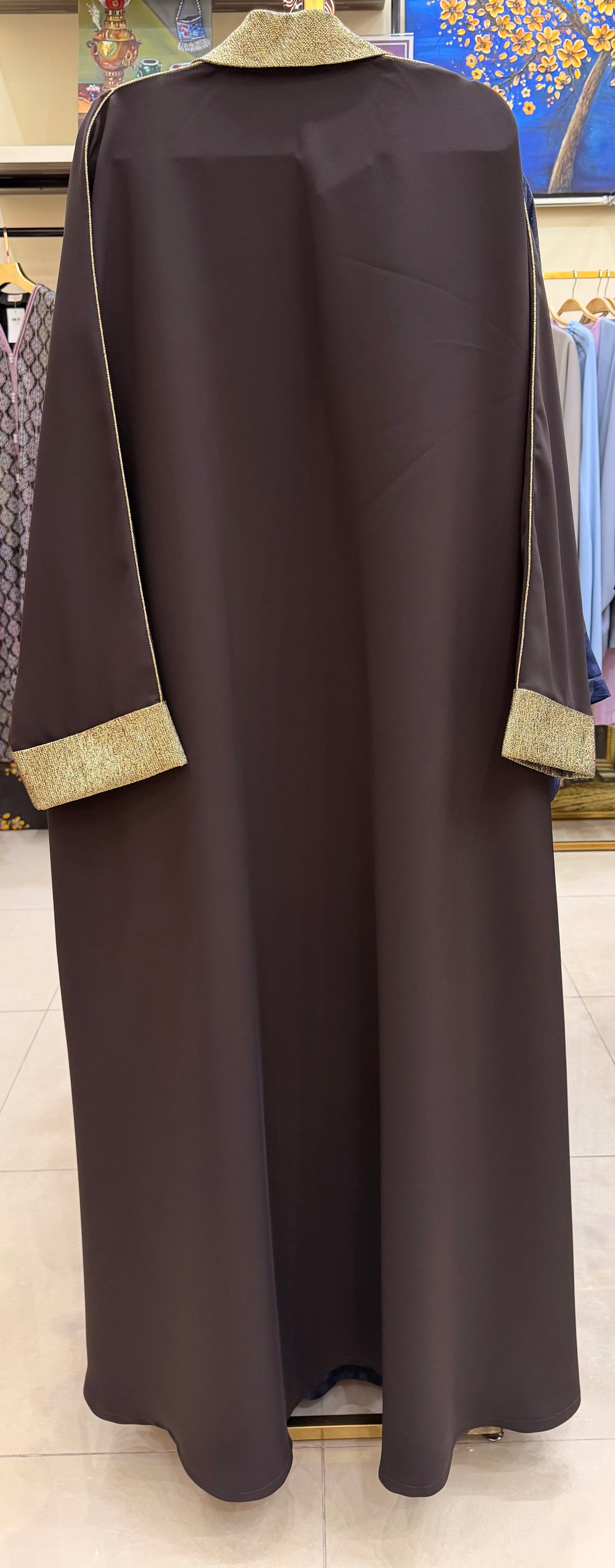 Espresso Brown Heavy Crepe One-Piece Abaya