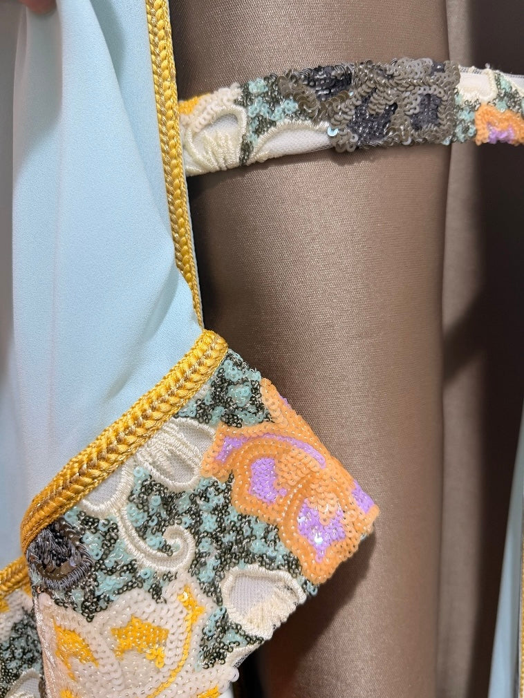 Aqua Elegance Two-Piece Caftan