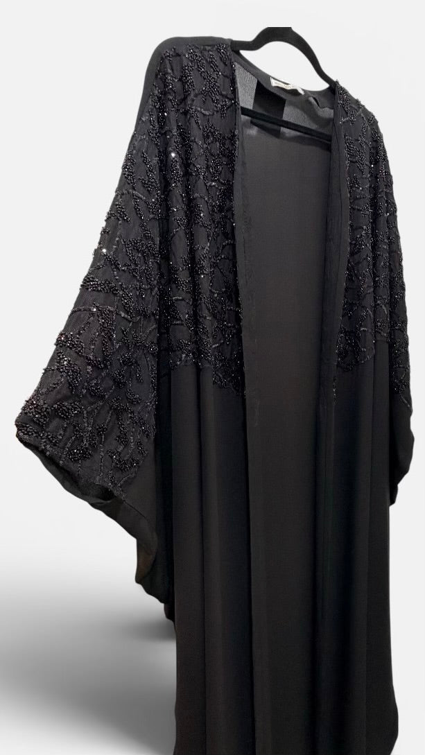 Black Sequin Evening Abaya