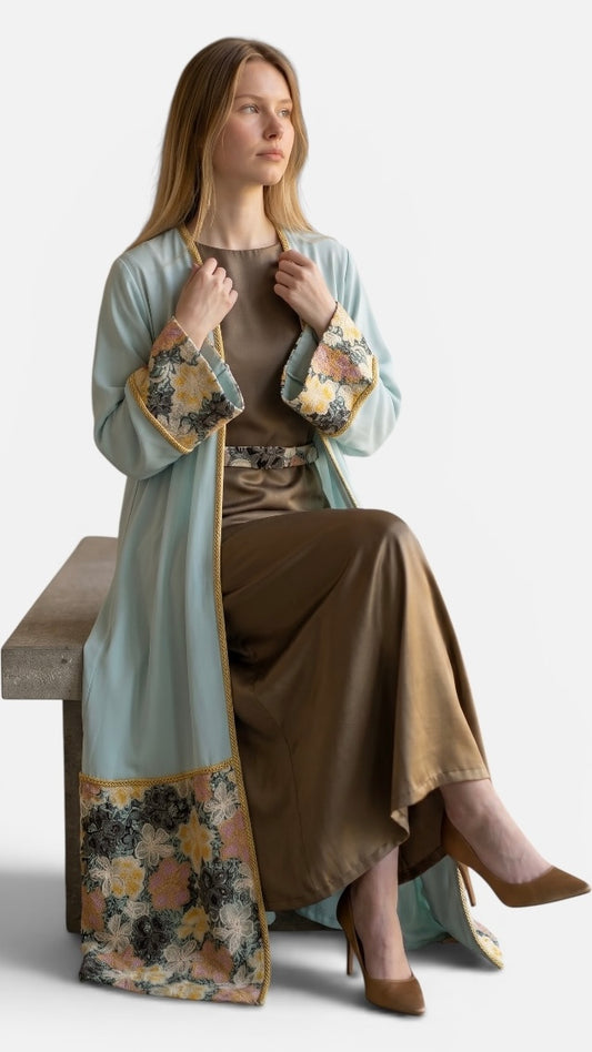 Aqua Elegance Two-Piece Caftan