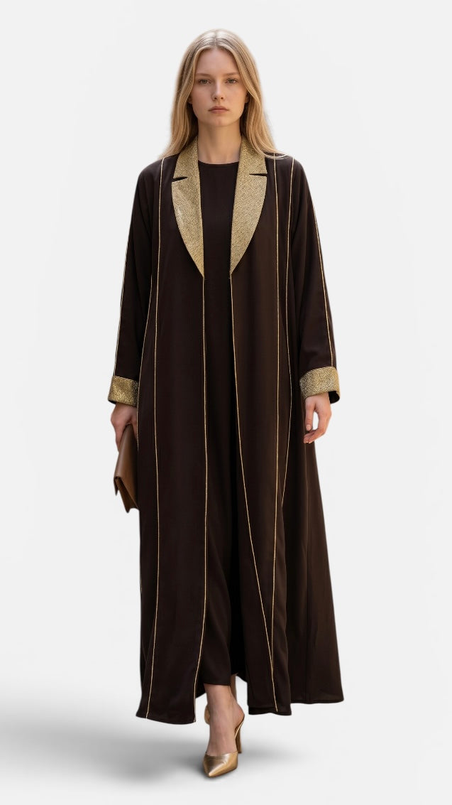 Espresso Brown Heavy Crepe One-Piece Abaya