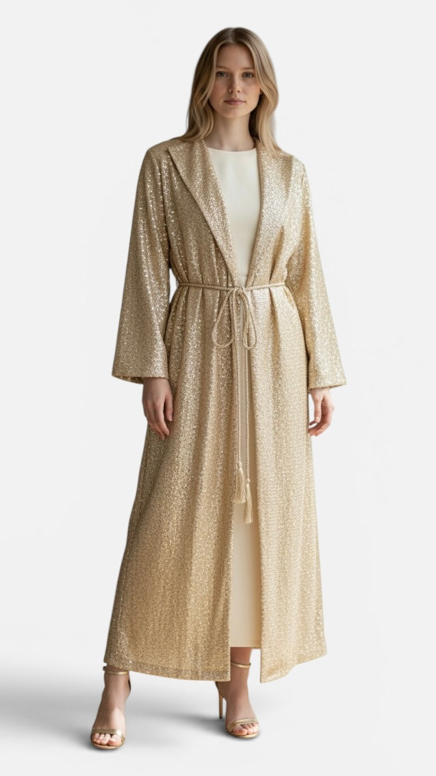 Champagne Shimmer Two-Piece Caftan